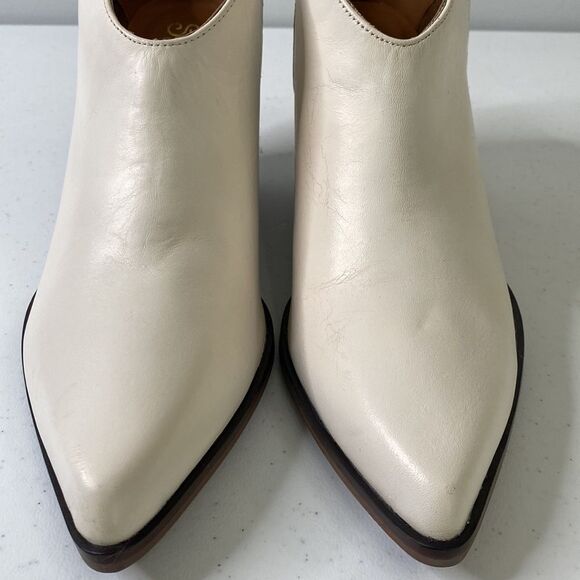 Seychelles Fancy Affair Pointed Toe Western Bootie Mule Off White Stack Heel - Picture 5 of 16